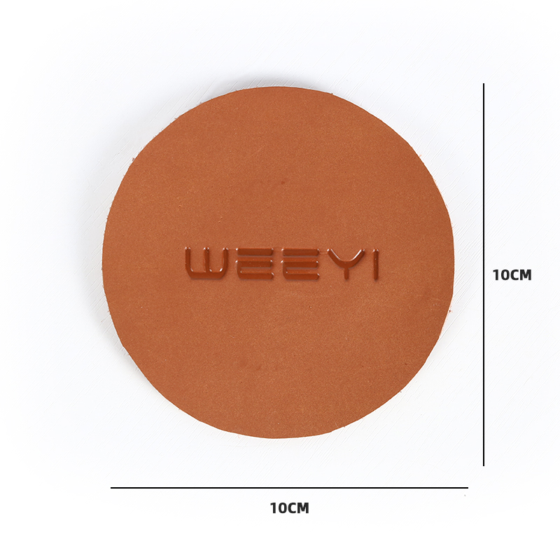 长荣定制手工棕色皮革杯垫